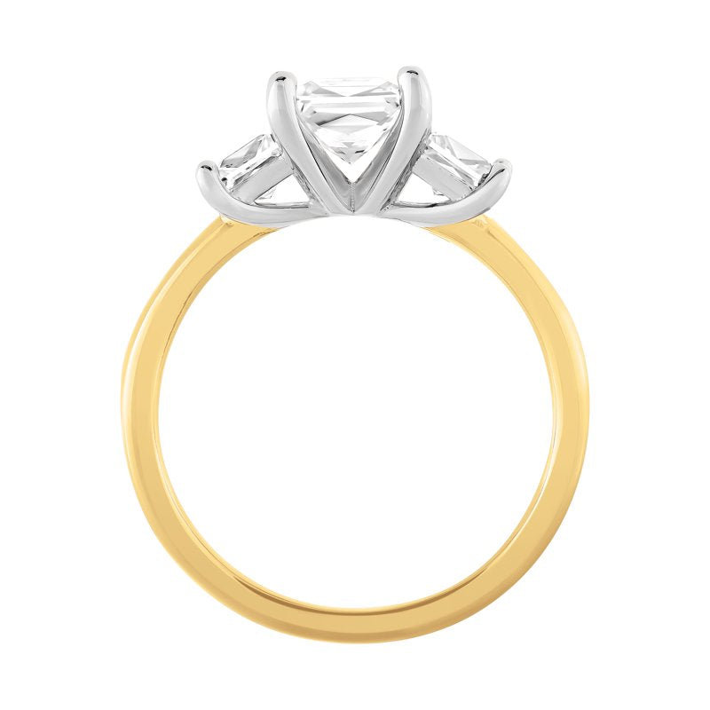 14K Gold Plated Sterling Silver Engagement Ring with White Sapphire 3-Stone Design
