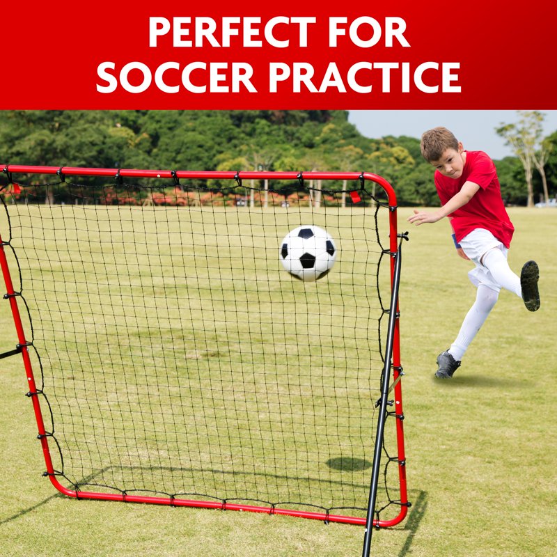 Net Playz 60 in Soccer Rebounder Training Net - 5x5ft Kick-Back Practice with Carry Bag