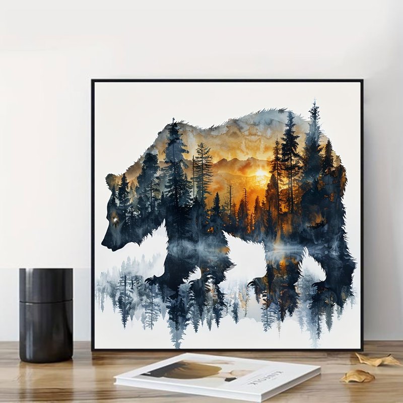 Diamond Art Kit for Adults Forest Bear 13.78x13.78in DIY 5D Round Full Drill Crafts