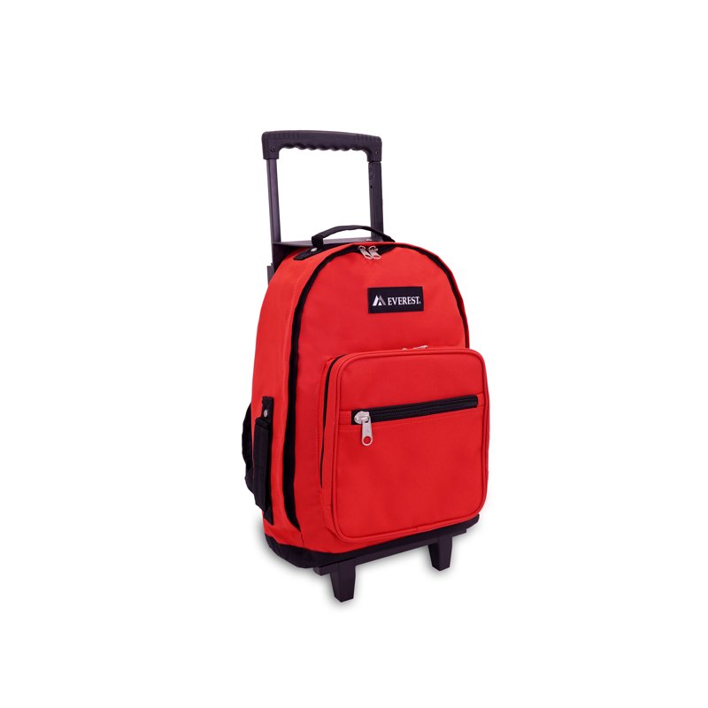 Unisex Wheeled Backpack with Multiple Pockets and Telescoping Handle