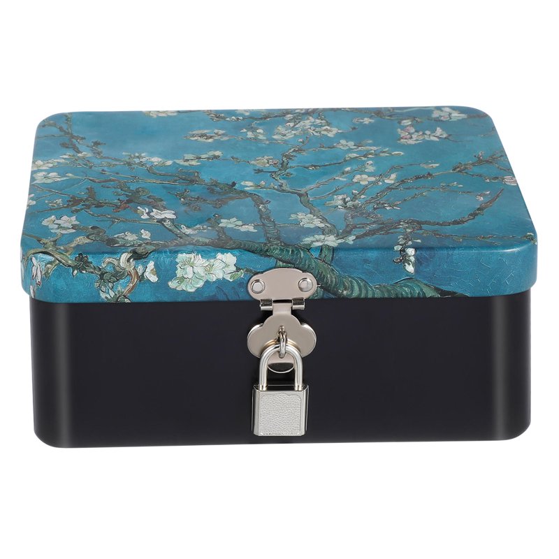 Large Metal Lock Box with Key - Portable Storage for Travel and Home