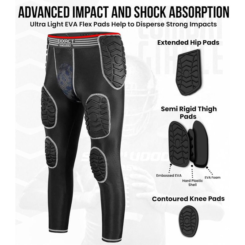 Men's Padded Compression Football Girdle with 7-Pad Hip Knee & Tailbone Protection