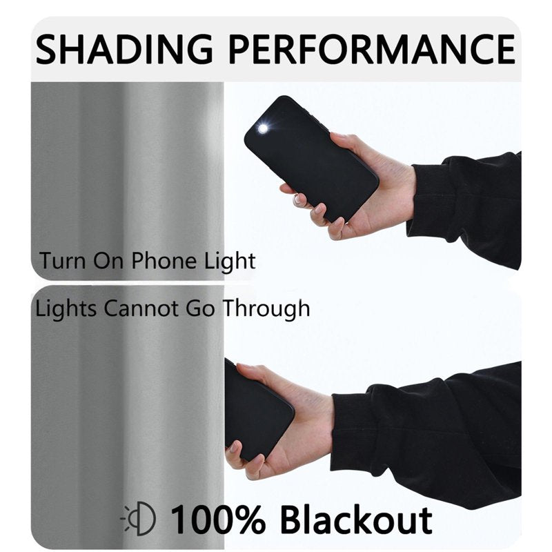 Blackout Grommet Curtain with Thermal Insulation for Bedroom and Living Room