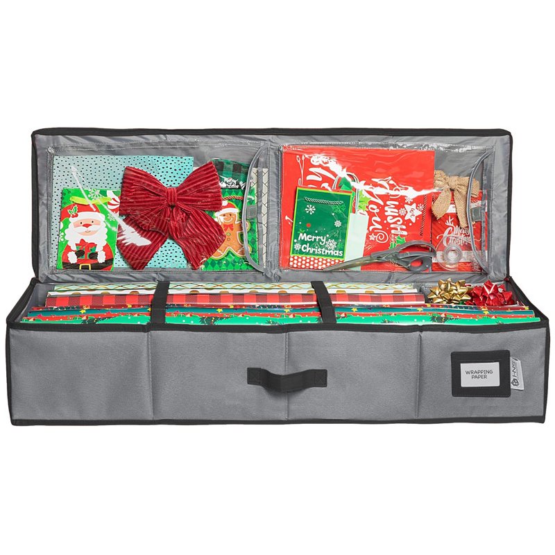 Gift Wrap Storage Container Holds 27 Rolls Underbed Organizer with Ribbons and Bows