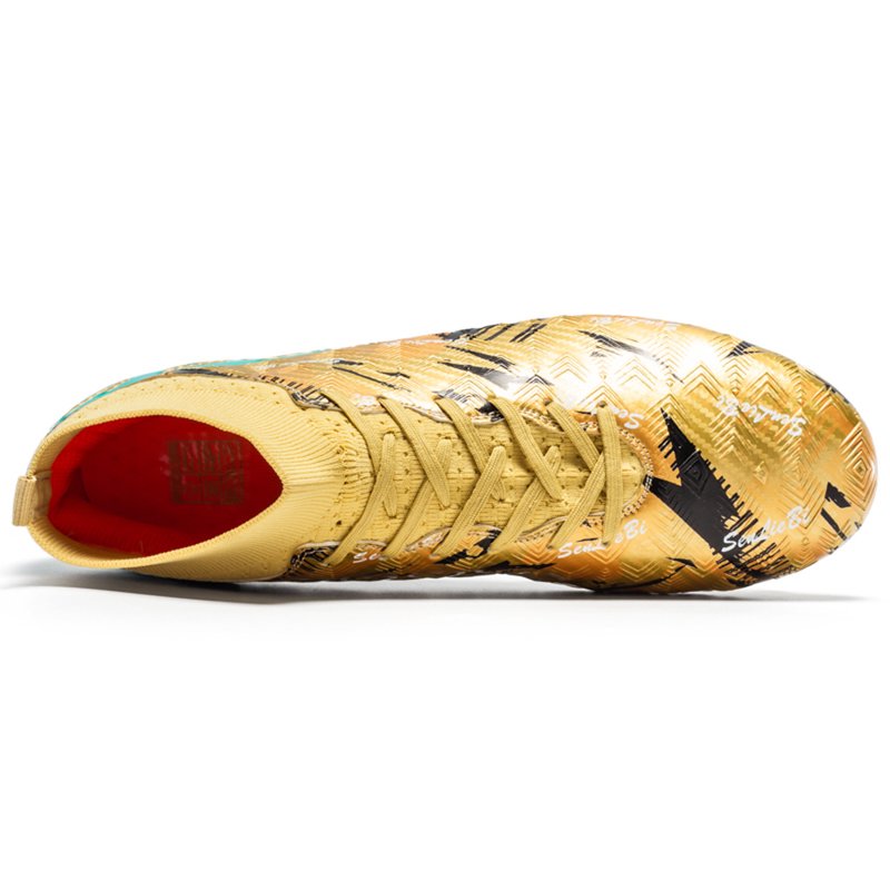 OnyxTrek Unisex High-Top Graphic Soccer Cleats – Gold, EU 36 (Men) X2407 AG