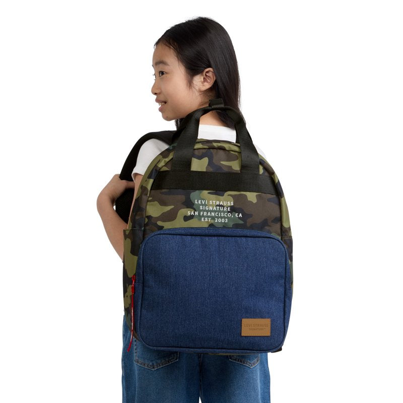 Men's 17-Inch Camo and Denim Fashion Backpack with Organized Compartments