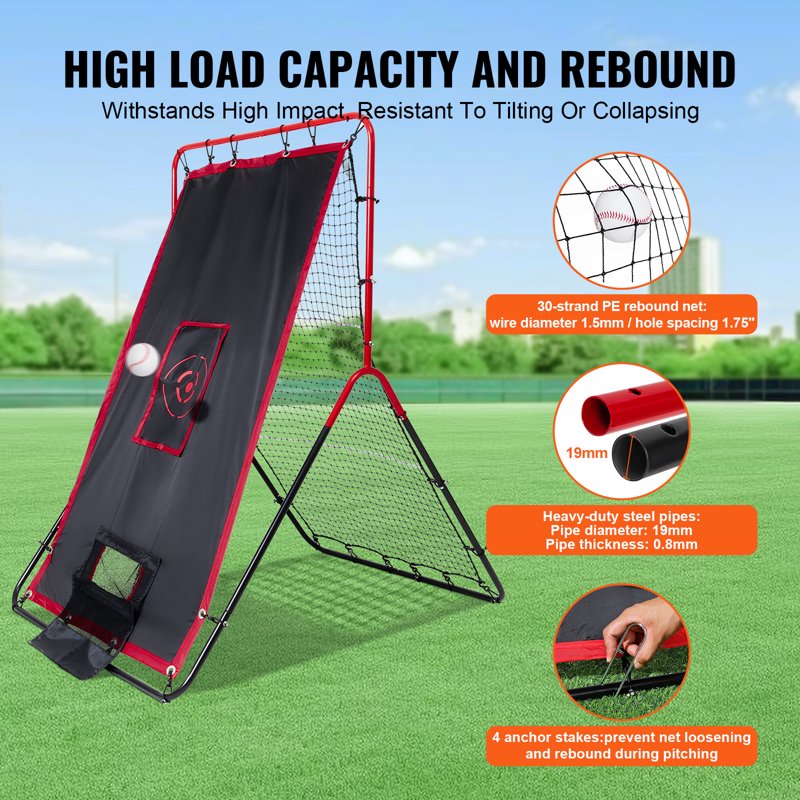 Baseball and Softball Rebounder Net 3.5x4.5 ft Pitching & Fielding Practice Trainer
