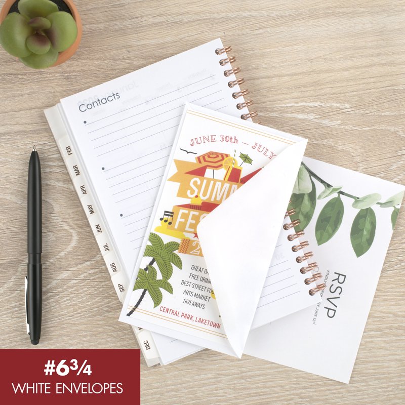 Gummed #6 3/4 Envelopes 100-Pack for Office & Mailing - White