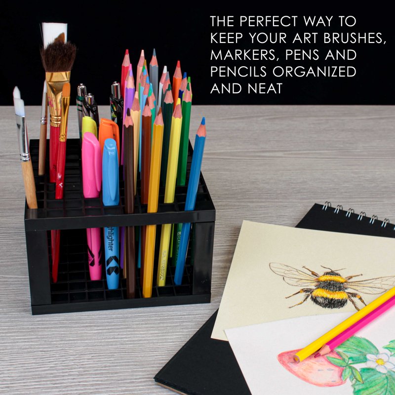 96 Hole Plastic Desk Organizer for Art Brushes, Pens & Markers