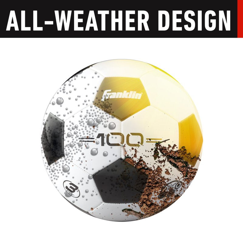Franklin Sports Competition 100 Soccer Balls Pack - 12 Deflated with Pump, Size 3, Variation 3, 12 Black