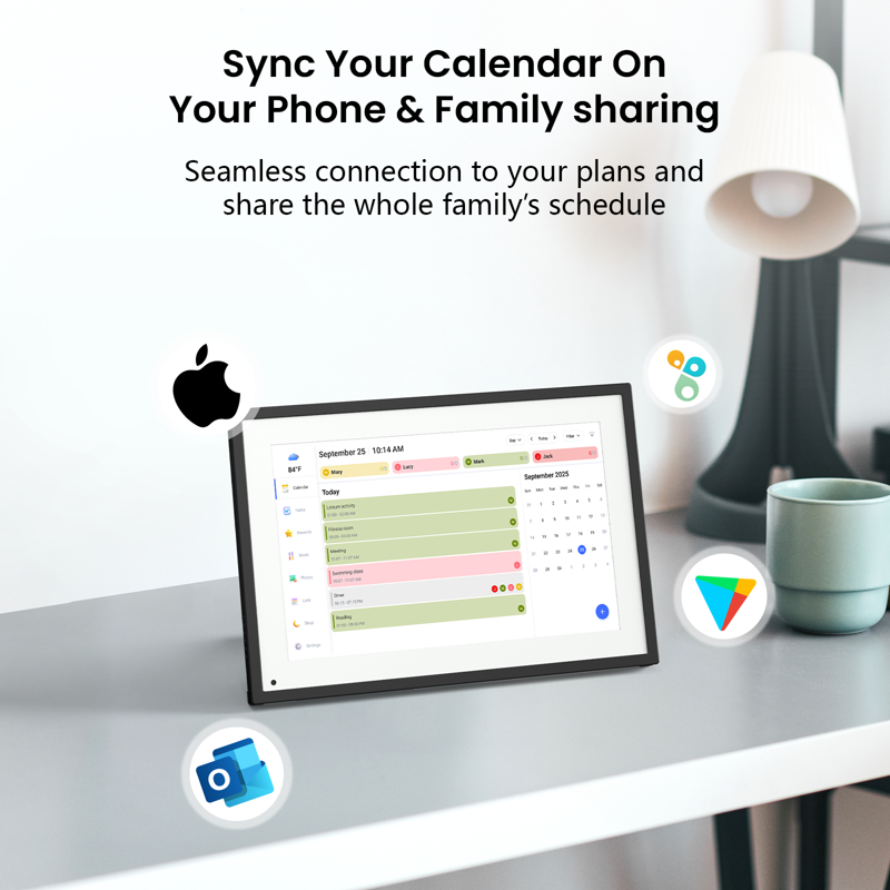 Digital Family Calendar & Planner 10.1 Inch Touchscreen Chore & Meal Organizer