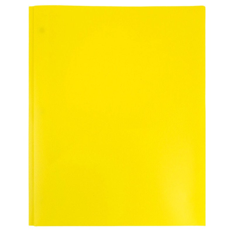 2-Pocket Plastic Folder with Metal Prongs & Clasps - Yellow, 3 Pack