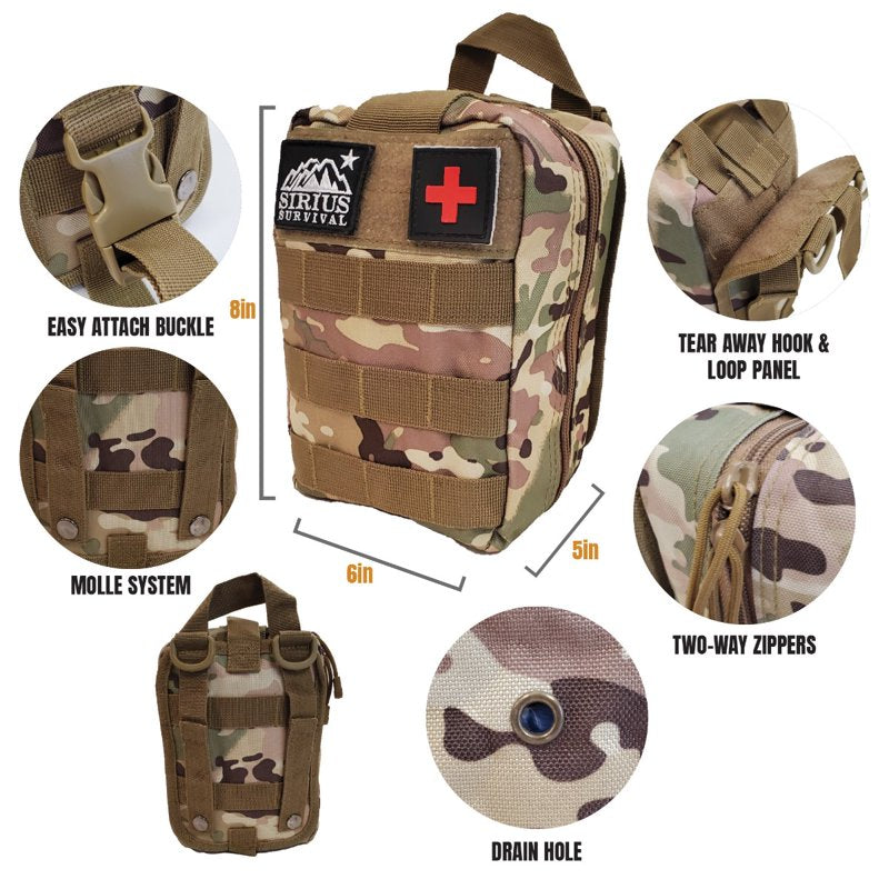 250 Piece Survival and First Aid Kit - Emergency Outdoor Gear & Trauma Bag