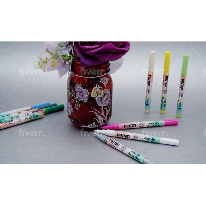 24 Pack Acrylic Paint Markers - Fine Tip Permanent Art Pens for Rock Glass Wood Ceramic