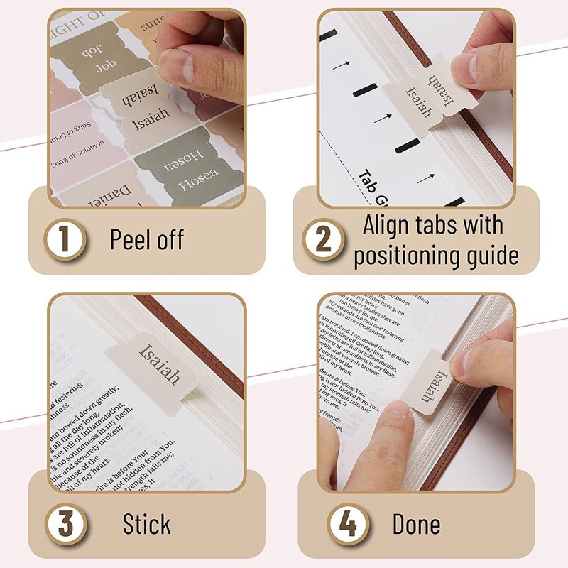 Bible Tabs for Old and New Testament - Laminated Bible Book Index Stickers for Easy Navigation