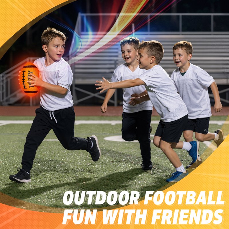Glow in the Dark Football for Kids Outdoor Night Play - Light Up Soccer Ball for Boys Girls 6-12