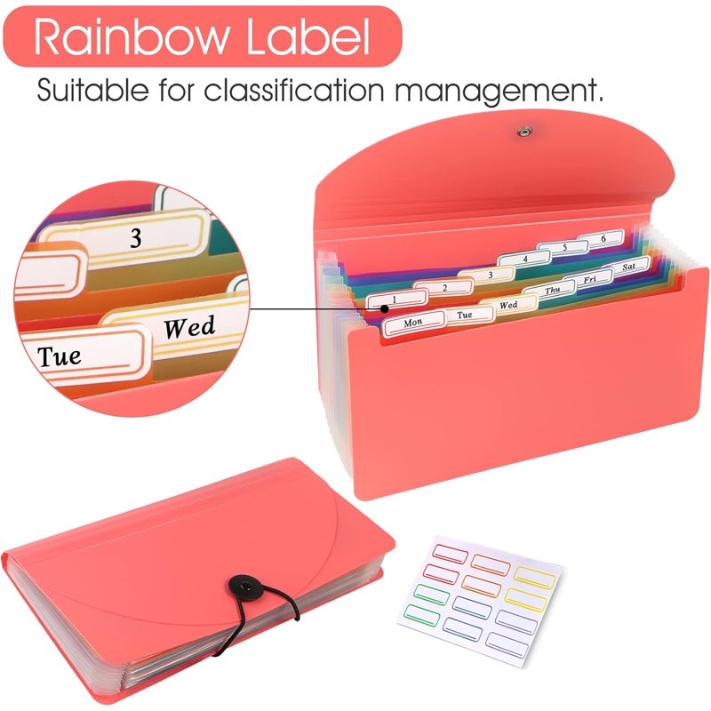 2 Pack A6 Mini Coupon Organizer Wallets with 13 Pockets Pink