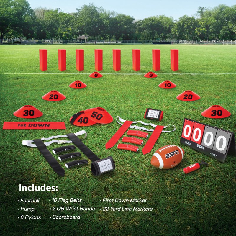 Flag Football Set with Belts Pylons & Accessories for Youth Practice