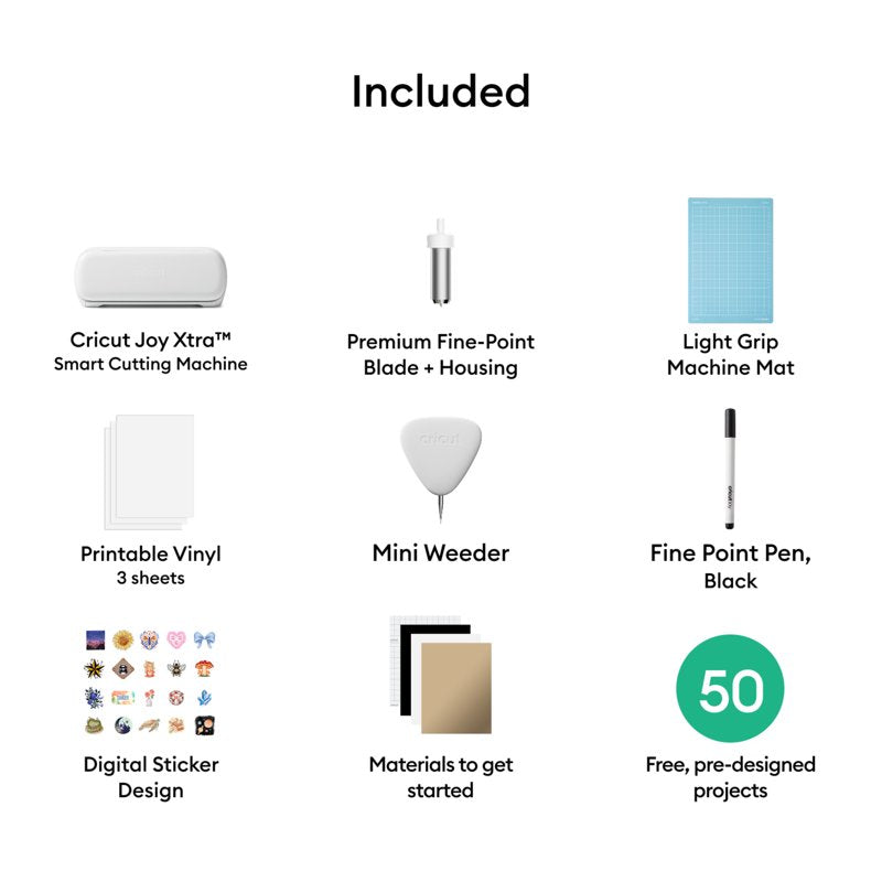 Cricut Joy Xtra Die-Cutting Machine Bundle with Sticker Edition - White