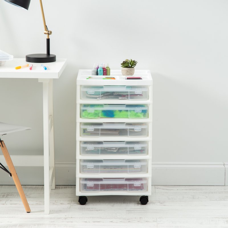 6-Tier Scrapbook Storage Cart with Organizer Top for 12x12 Paper, Art Supplies