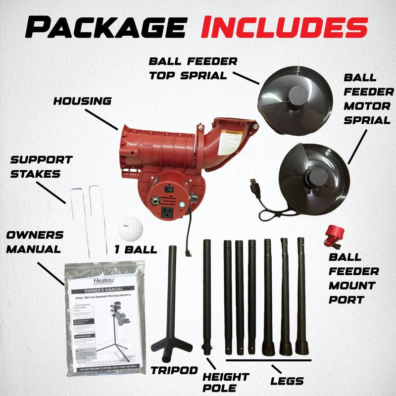 Baseball Pitching Machine with Auto Feeder - 360-Degree Fastball & Curveball Training