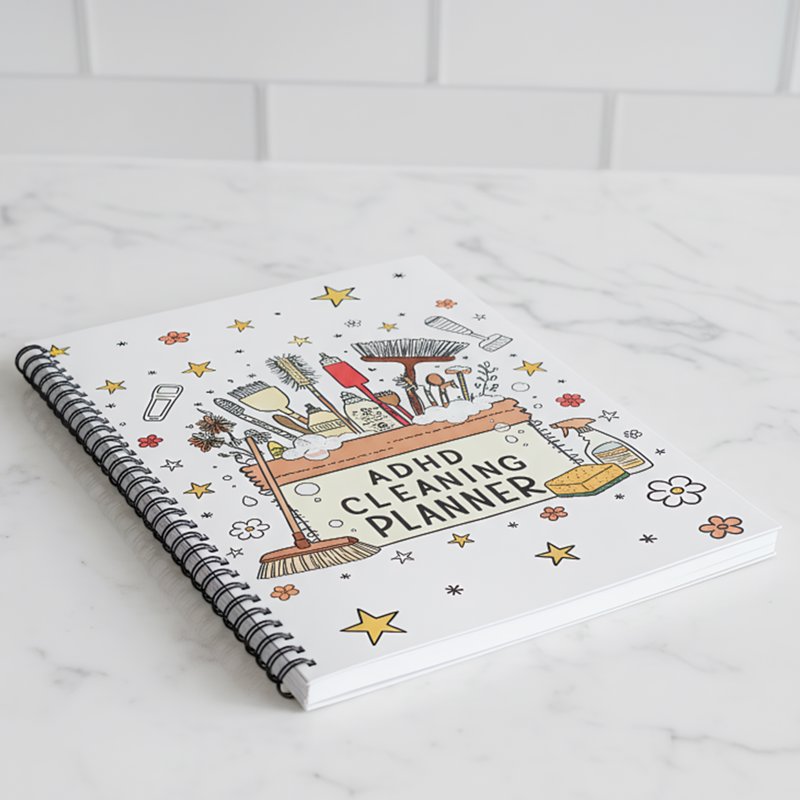 Household Cleaning Planner - Chore Schedule & Checklist Organizer for ADHD, 8.3x11 Spiral Notebook