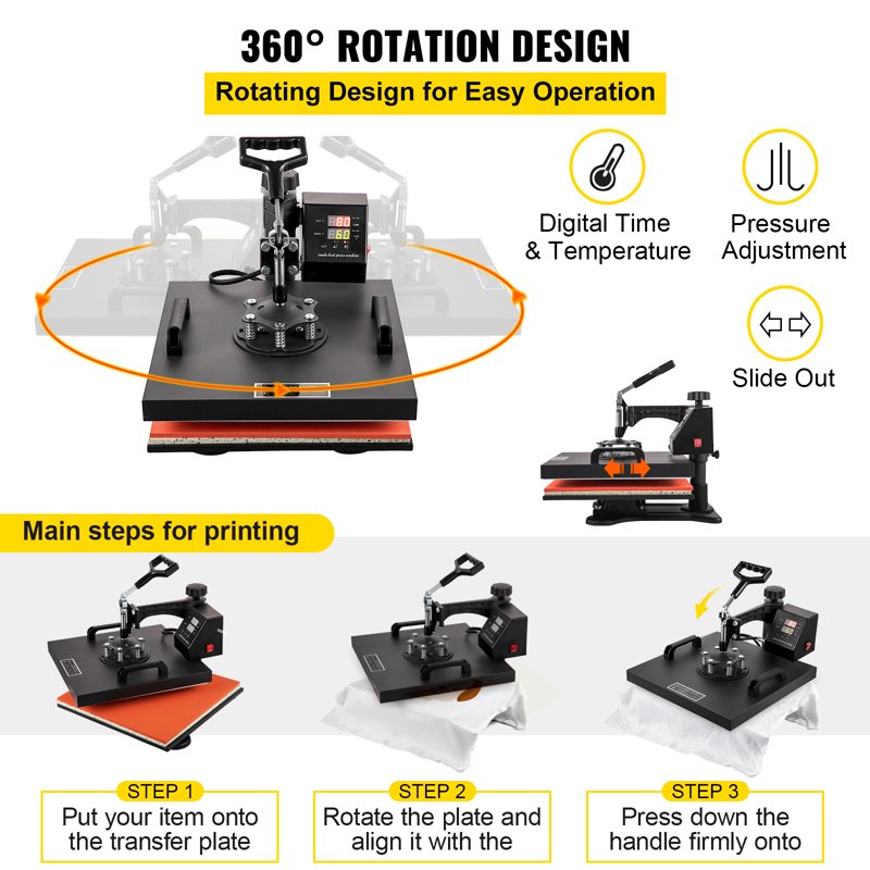 15x15 Inch 8-in-1 Digital Heat Press Machine for T-Shirts Hats Mugs