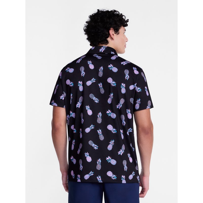 Men's Tropical Golf Polo Shirt with UPF 50+ Sun Protection and Four-Way Stretch
