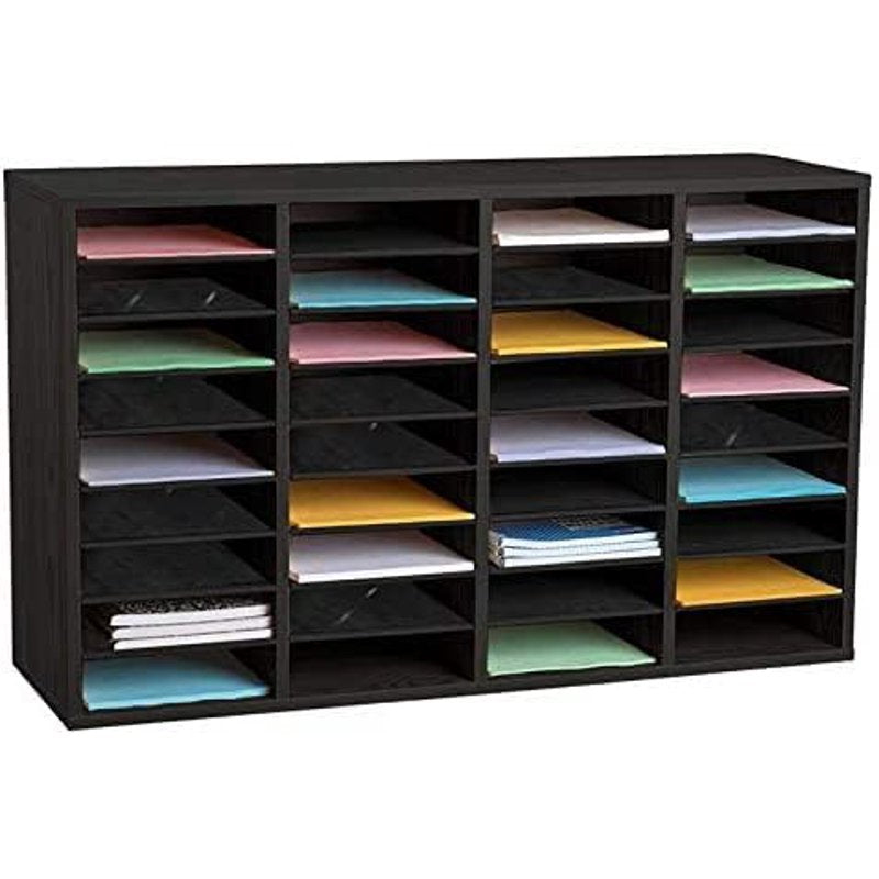 Wooden Literature Organizer with Adjustable Compartments for Office & Classroom