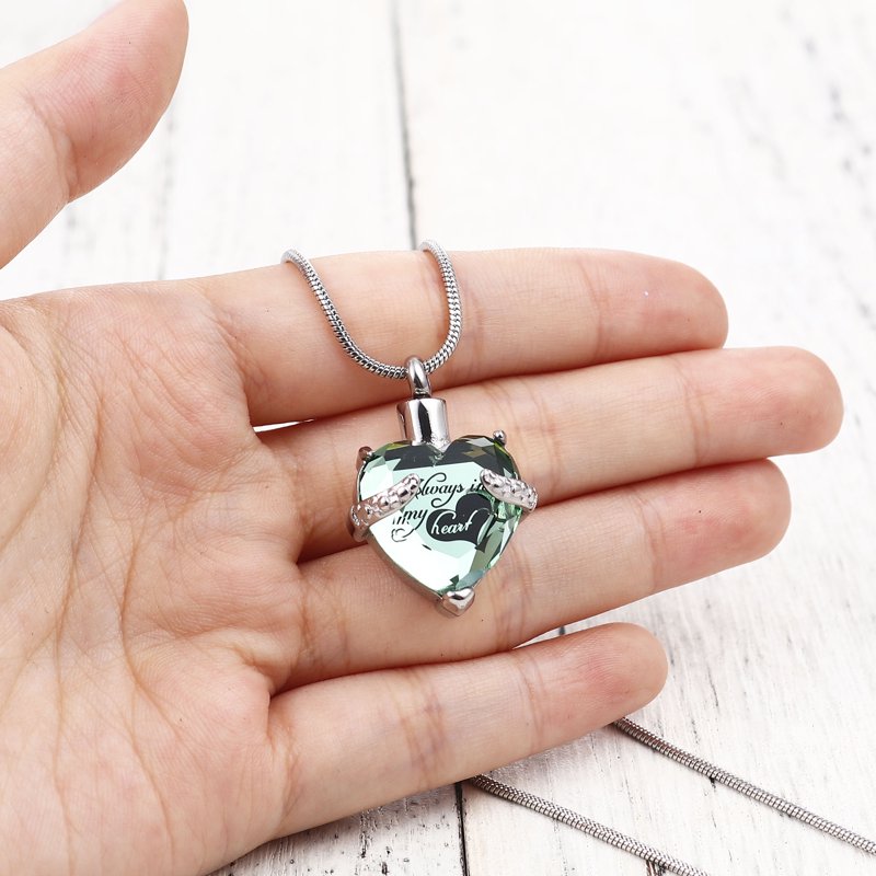 Memorial Cremation Necklace for Ashes Heart Pendant Remembrance Jewelry
