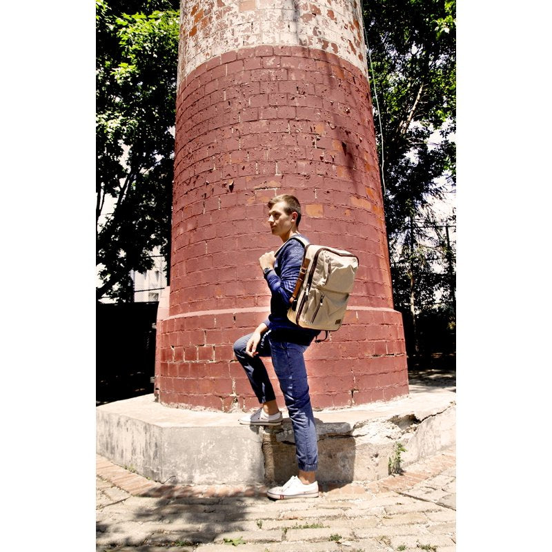 Convertible Laptop Backpack Messenger Bag for Men - Sand