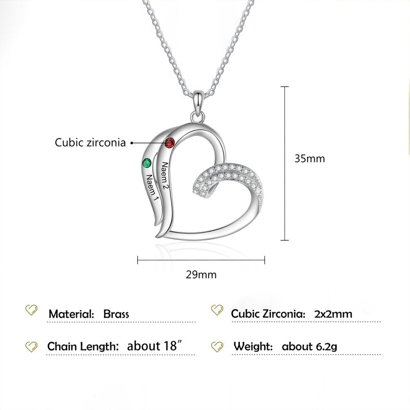 Personalized Brass Family Necklace for Women with Birthstones & Names