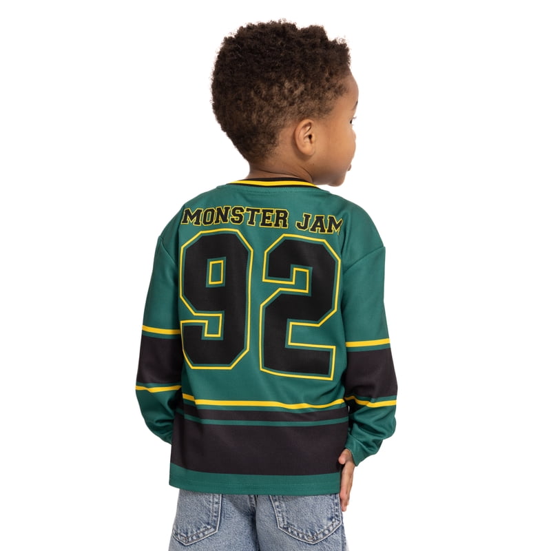 Toddler Boys Monster Jam Graphic Hockey Jersey Long Sleeve Sports Shirt