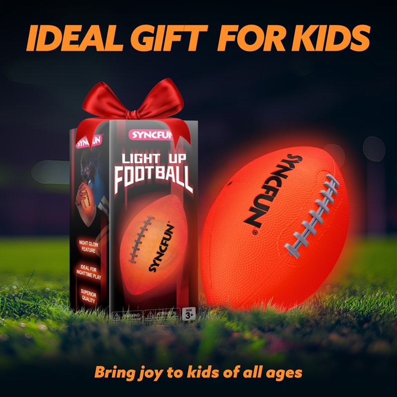 Glow-in-The-Dark LED Football - Outdoor Night Play for Kids and Teens