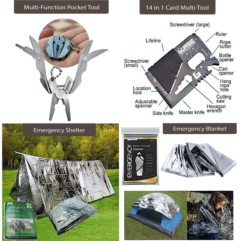 Emergency Survival First Aid Kit with Tactical Gear and Bug Out Bag