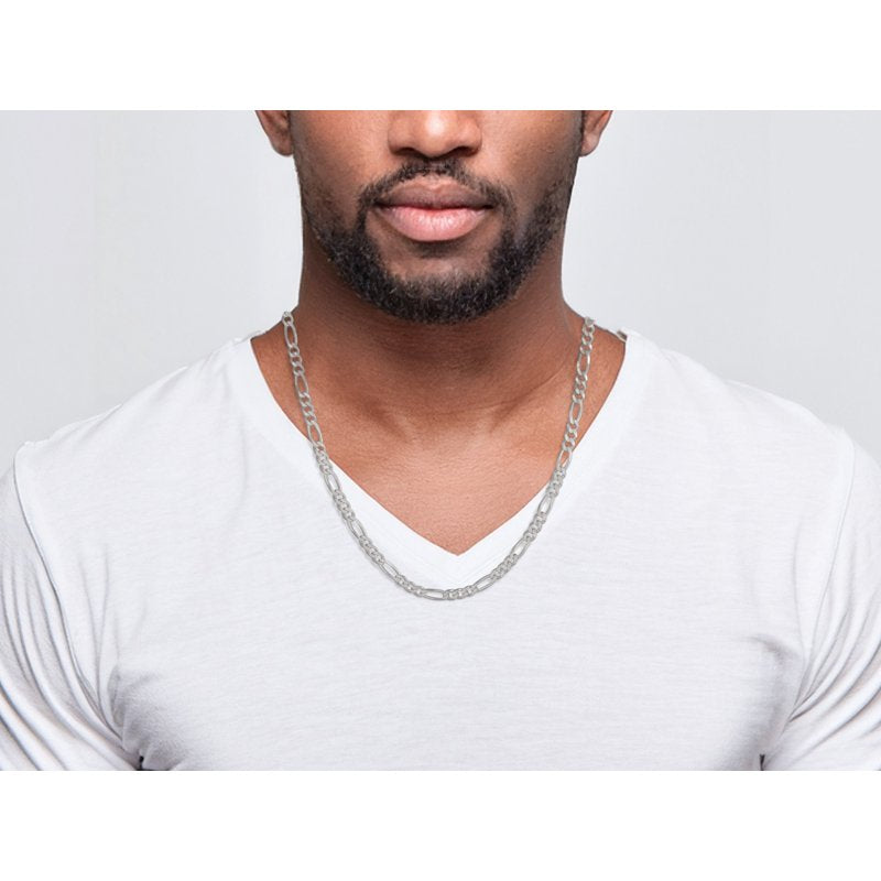 Sterling Silver 22-Inch Figaro Chain Necklace for Men & Women