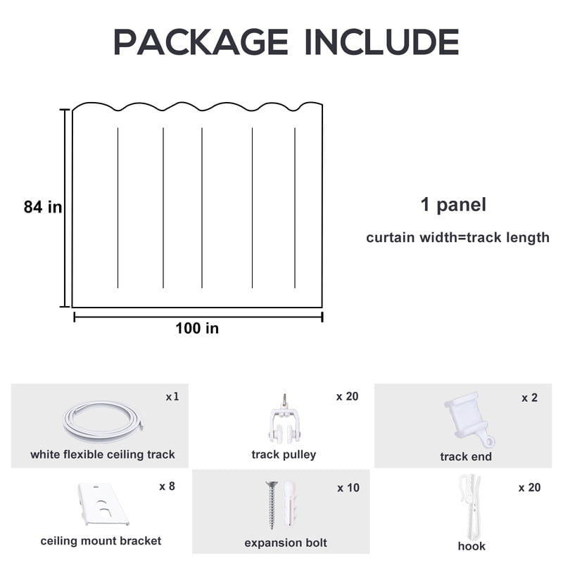 Room Divider Curtains with Ceiling Track Set - Blackout Privacy Divider