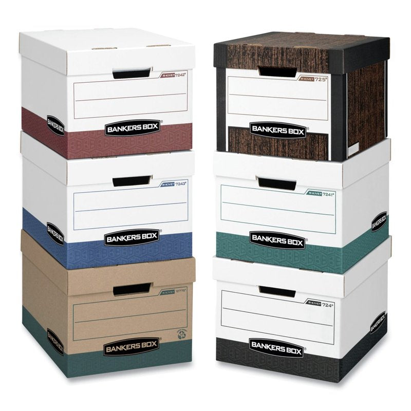 Medium-Duty Recycled Storage Boxes for Office & Home Filing - Kraft/Green