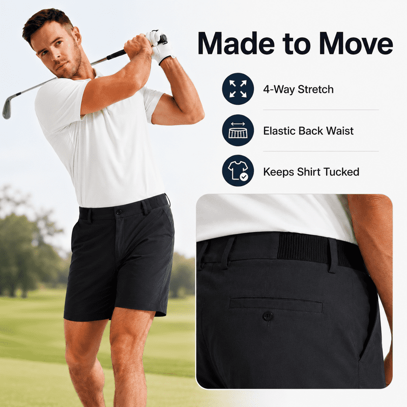 Men's Golf Shorts 7/9 Inch Lightweight Quick Dry Stretch Water-Resistant Casual Pants