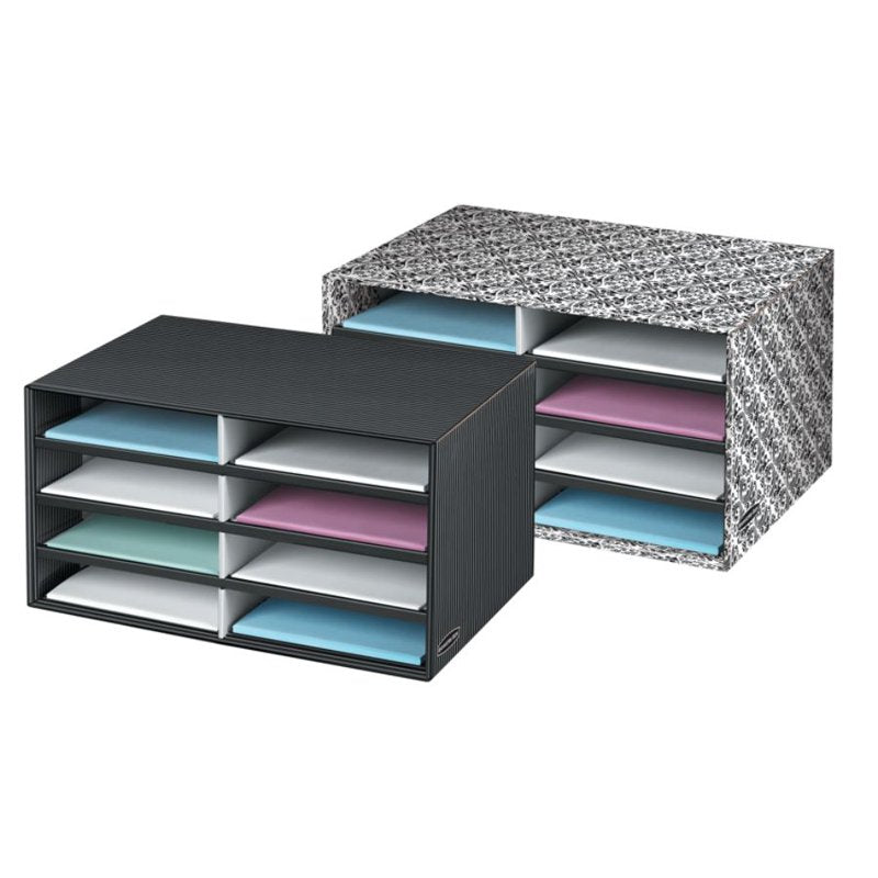 Decorative Letter Organizer with 8 Compartments - Black & Gray Pinstripe