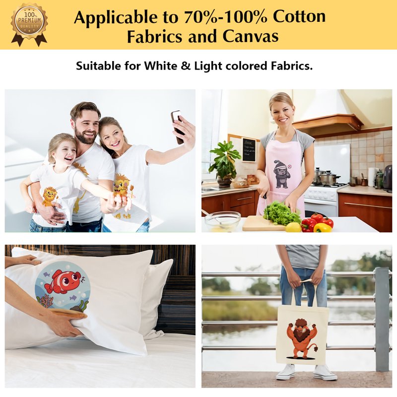 Heat Transfer Paper for Laser & Inkjet Printers - 8.5x11 Inch, 20 Sheets for Light & White T-Shirts