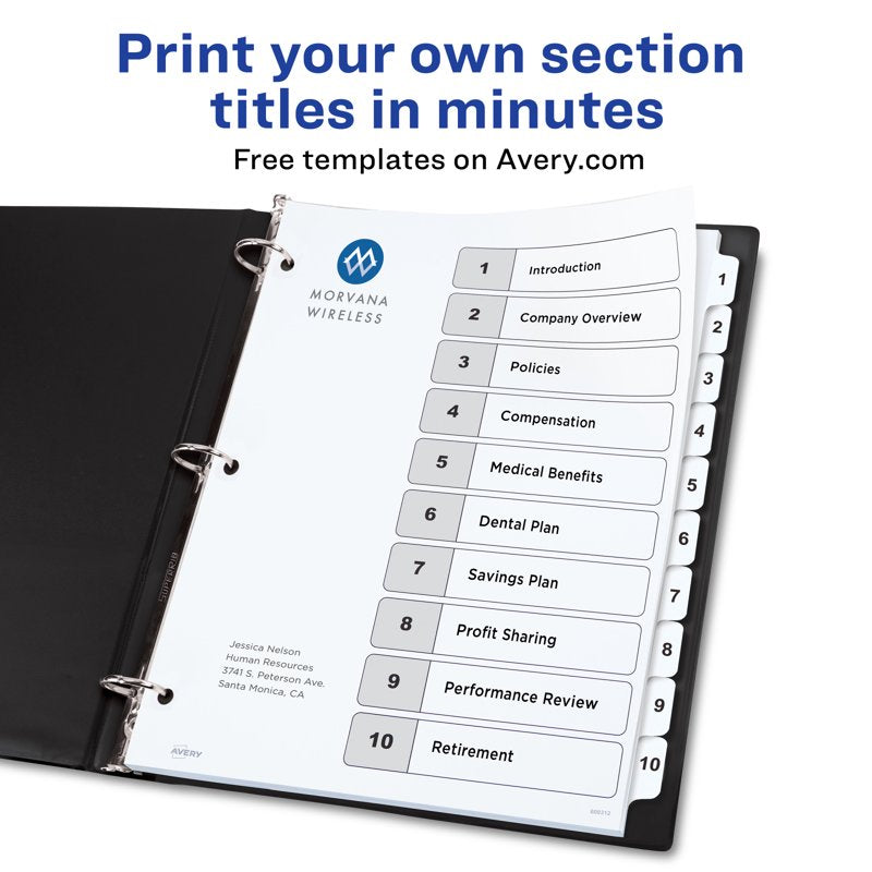 Binder Dividers with Tabs - Refillable Index Page, Reinforced Holes, Pack of 3 or 2 or Single