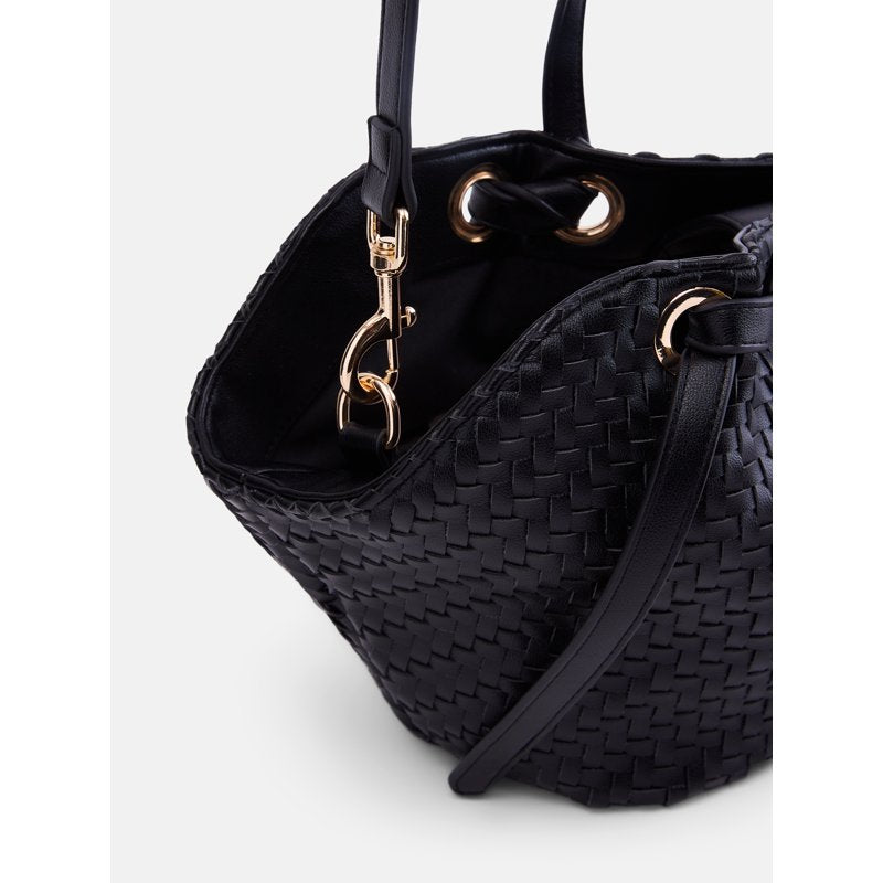 Women's Mini Clam Tote Bag - Stylish Woven Carryall with Inner Pockets