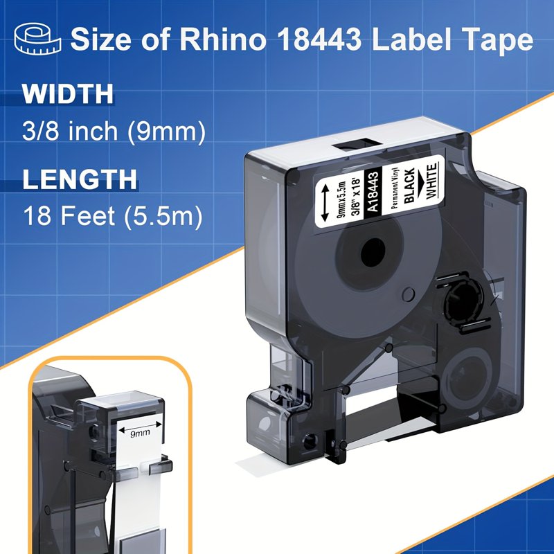 Dymo LabelMaker Refill Tape Cassette - 1/2 Inch Black on White D1 Label Tape 5-Pack