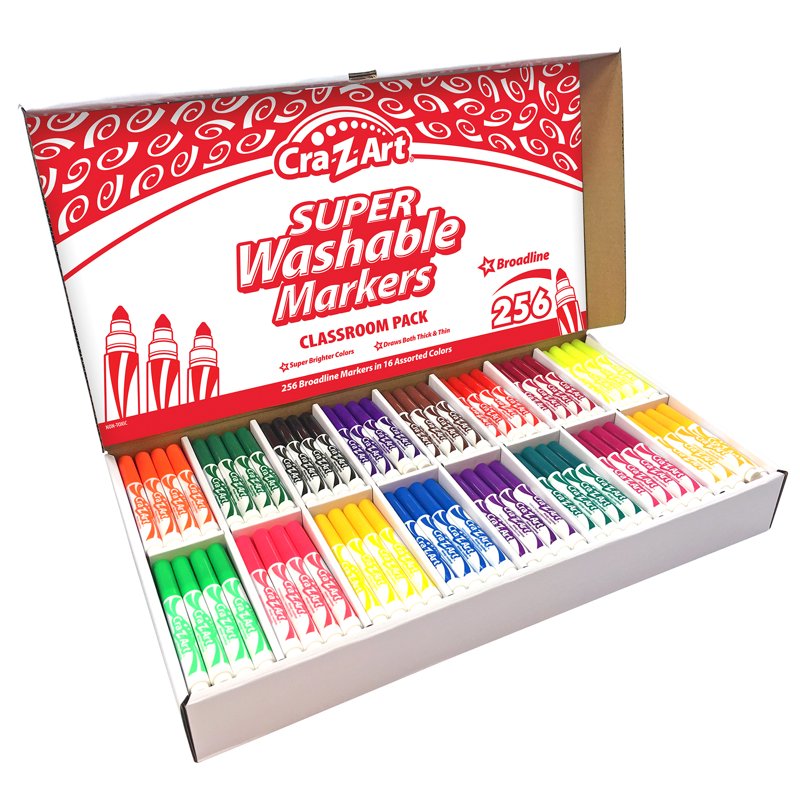256 Count Washable Broad Line Markers Classroom Pack for Kids & Teachers