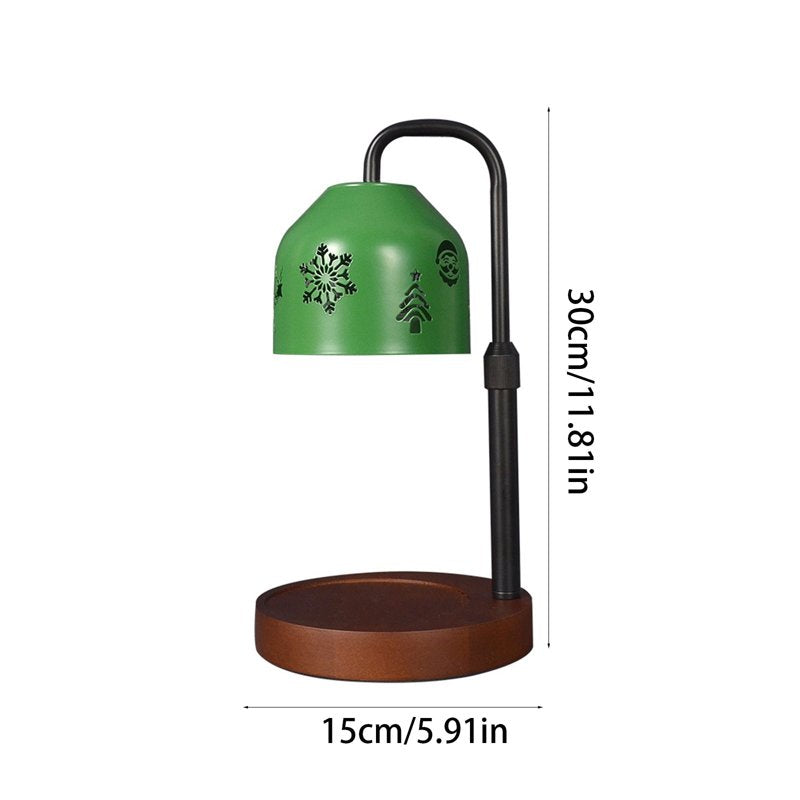 Christmas Candle Warmer Lamp - Dimmable Wax Melter with Festive Pattern and Wood Base