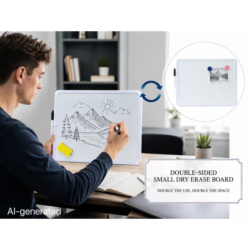 Double-Sided Small Dry Erase Whiteboard 8x12 Inches with Accessories