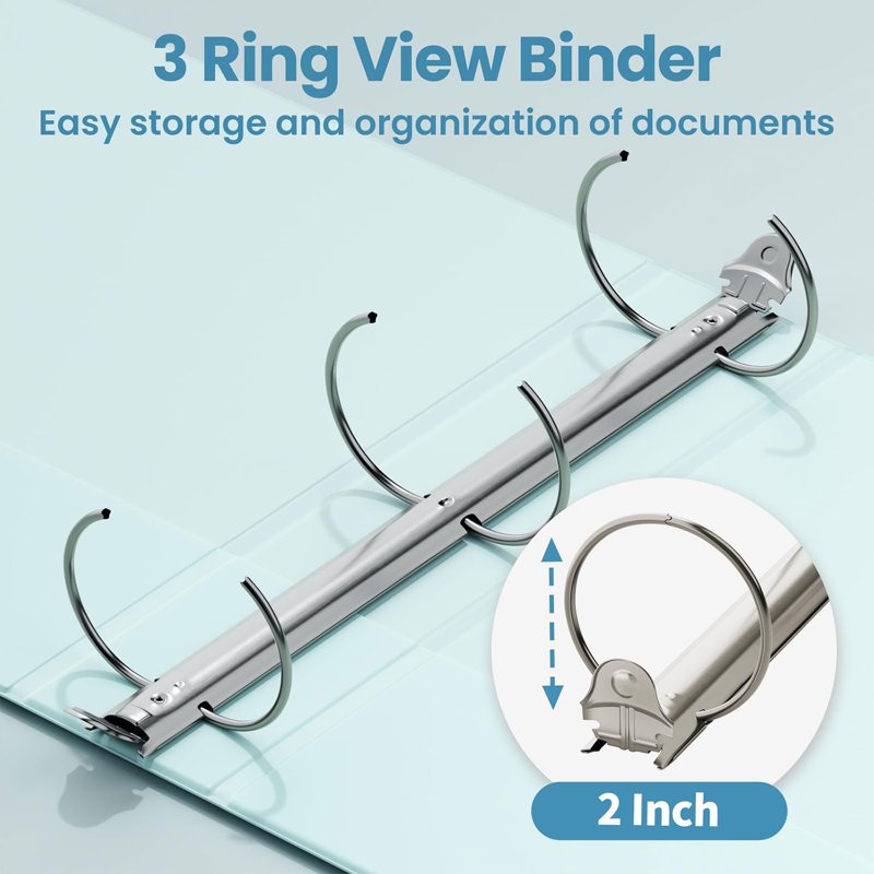 2 Inch 3-Ring View Binders Set of 4 Assorted Colors - Holds 450 Sheets Each