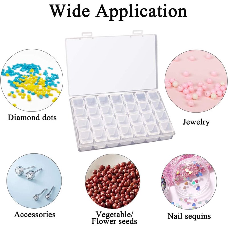 Acrylic Bead Storage Cases Set of 2 - 56 Grid Craft Organizer Box for Diamonds and Jewelry Supplies