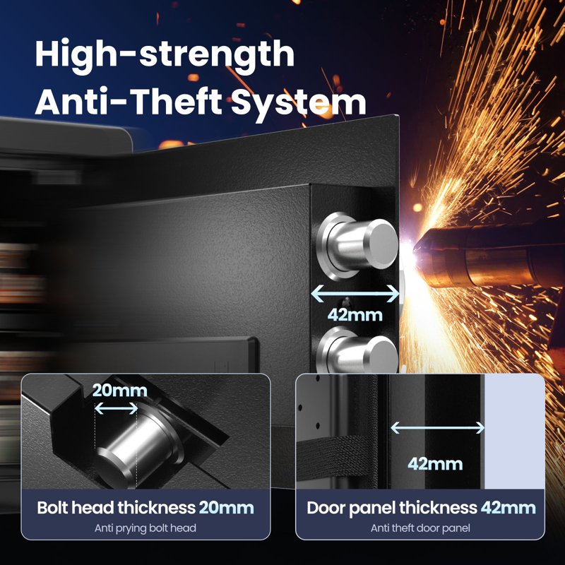 Biometric Safe Box with Fingerprint Lock and Silent Mode, 0.80 cu. ft.